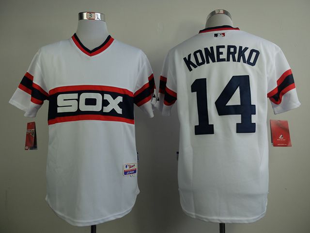 Men Chicago White Sox #14 Konerko White MLB Jerseys
